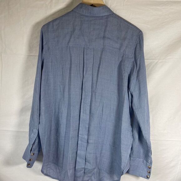Free People That's A Wrap Blue Woven button Down Shirt Sz S - Picture 5 of 12